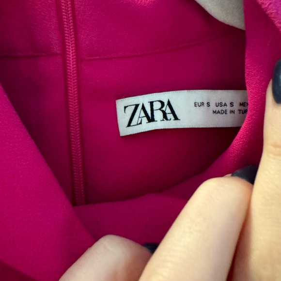 Zara shoulder pads short dress neon fuchsia - Picture 4 of 8